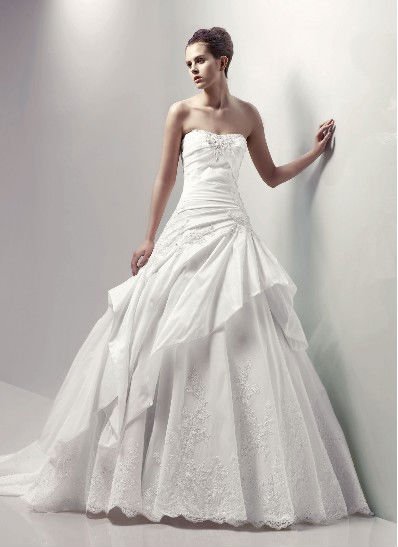 Designer lace top wedding dress