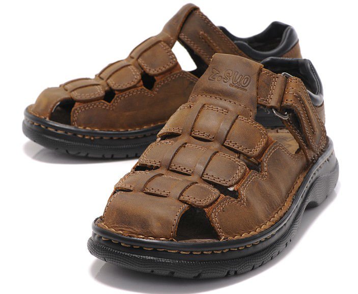 mens leather slingback strap fisherman comfort casual sandals closed ...
