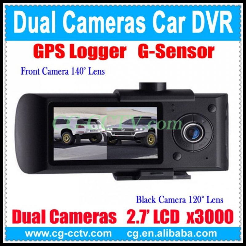 X3000 2.7 "LCD Wide Angle Dual Cameras Car DVR with GPS Logger,Freeshipping,Dropshipping