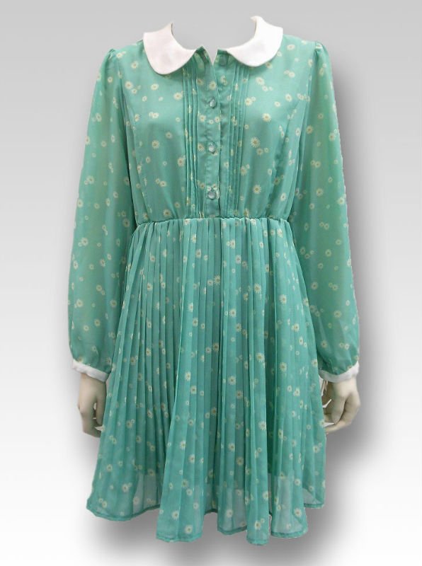 Polyester Broad Flower Shirt Mint Green color combinations of dresses 2012