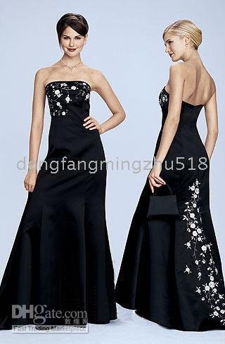 New Strapless embroidered Plum blooming black Wedding dress Prom Gowns