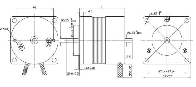 O.D57mm BLDCモーター、評価される電圧12v、24v、36v、48vの180wまで60v評価される力問屋・仕入れ・卸・卸売り