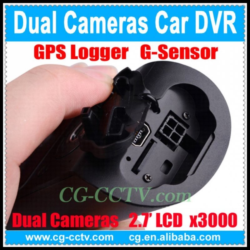 X3000 2.7 "LCD Wide Angle Dual Cameras Car DVR with GPS Logger,Freeshipping,Dropshipping