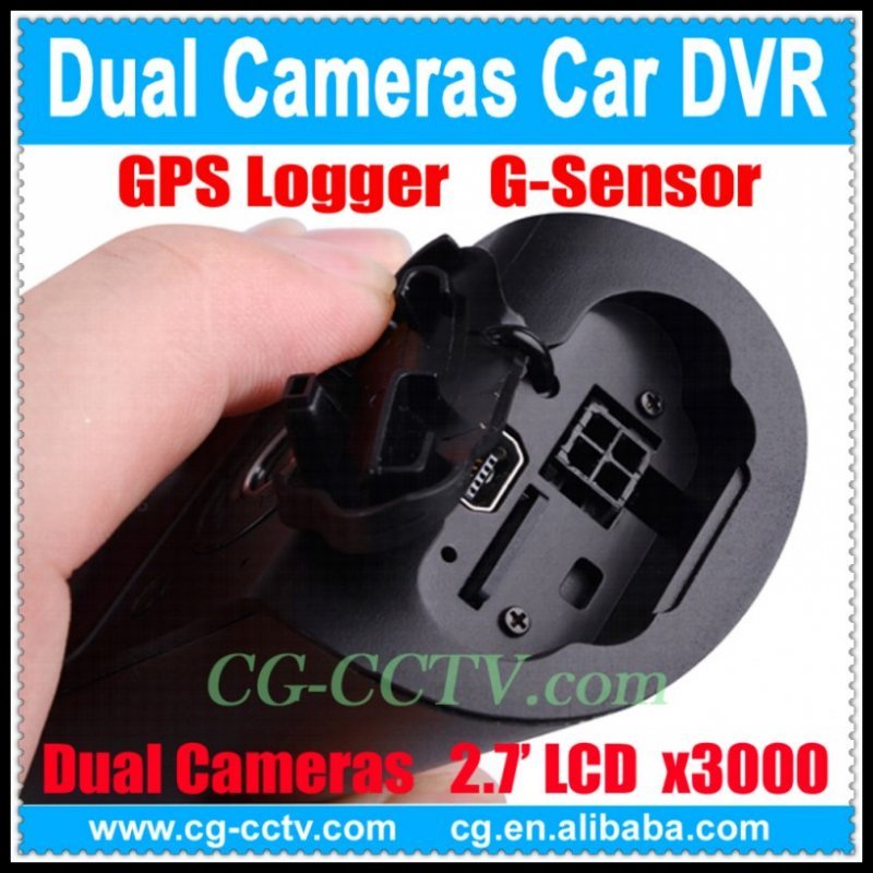 Original X3000 2.7 "LCD Wide Angle Dual Cameras Car Camera with GPS Logger,Freeshipping,Dropshipping