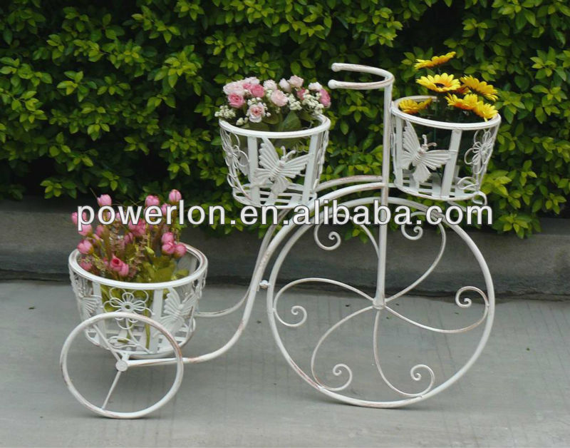 Durable hierro forjado bicycle maceta soporte de la planta de ... Décor Jardines patio