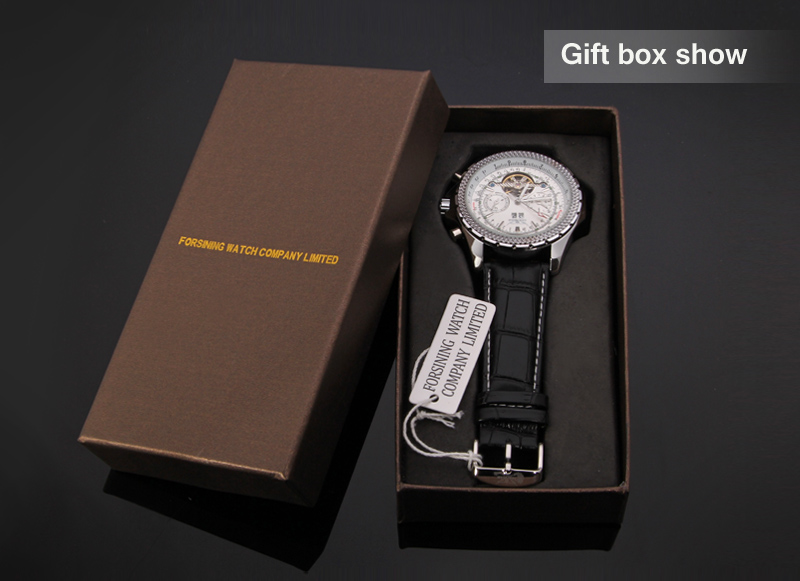 2014 Winner Mechanical men new wristwatch skeleton stainless steel buckle gold color free shipping 