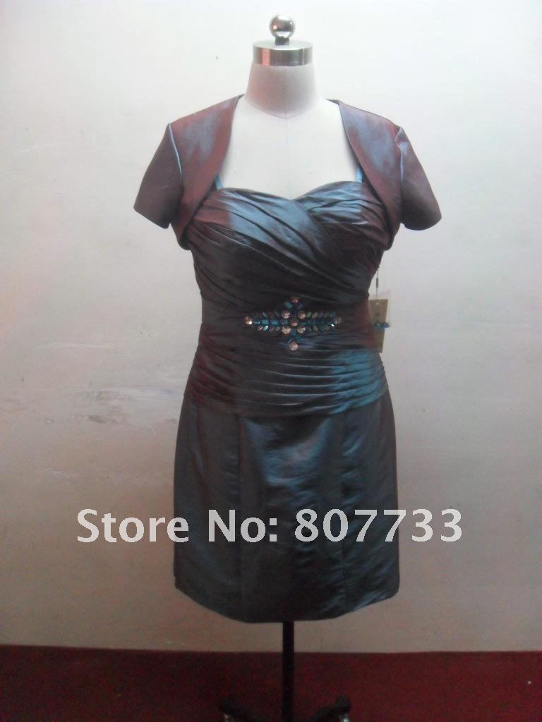 FREE SHIPPING!!! M0042 Jacket inlcuded!! Fabulous custom size sweetheart neckline taffeta mother of the bride dress
