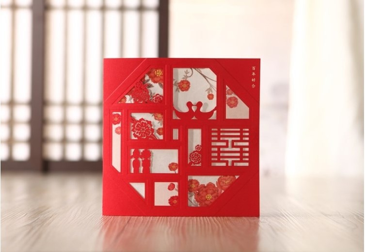 Customized oriental style chinese theme wedding party invitation 