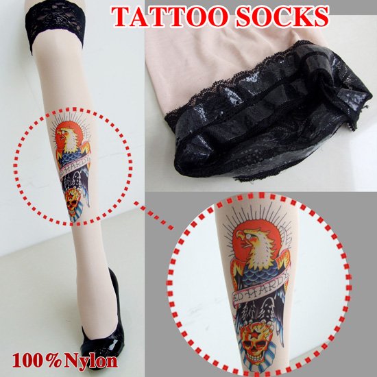50pairs lot Women's Tattoo stockinglegging tattoo socksfashion sexy Top