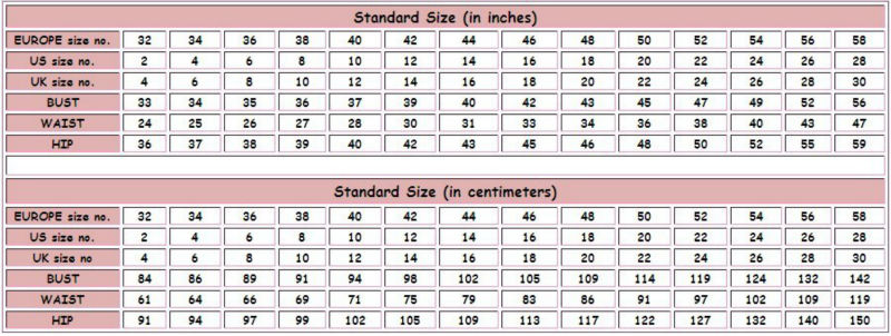 Us Wedding Dress Size Chart