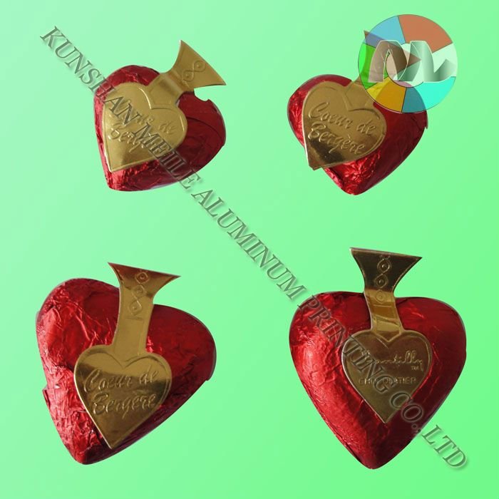 printed with various designed aluminium foil wrapped chocolate bars