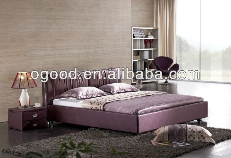 2014 Luxury Purple Leather Bed Latest Design Double Size Bed OB128 ...