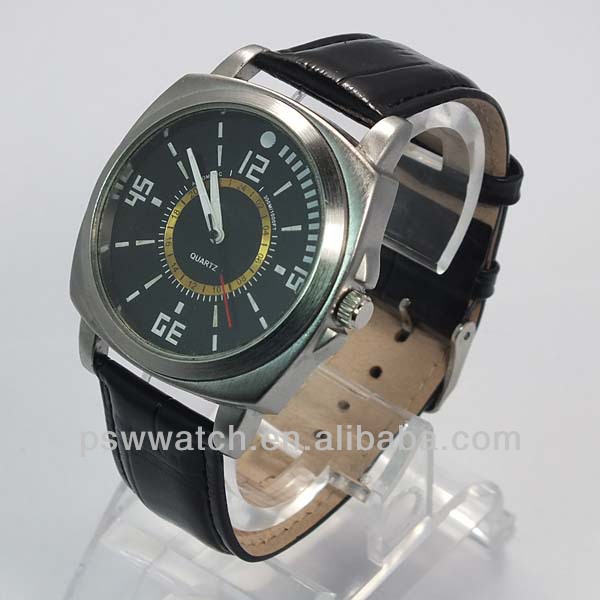 alloy case leather bracelet square man watch, 3atm man vogue watch