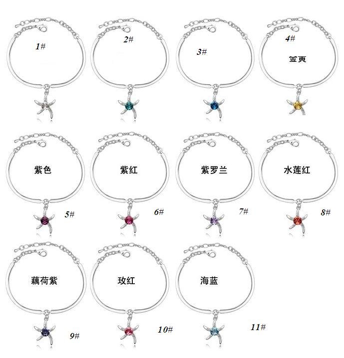 Fashion Jewerly / Starfish Bracelets /eleven color /Alloy finished byKC&rhinestone /Wholesale and retail/ES033 Free shipping