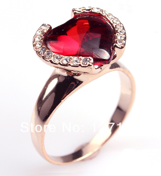 Red heart shaped engagement rings