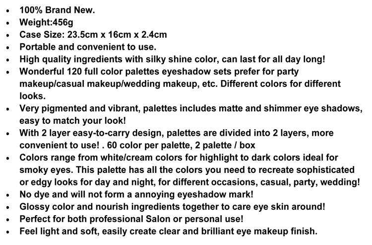 120 color eyeshadow #2.3.4 description