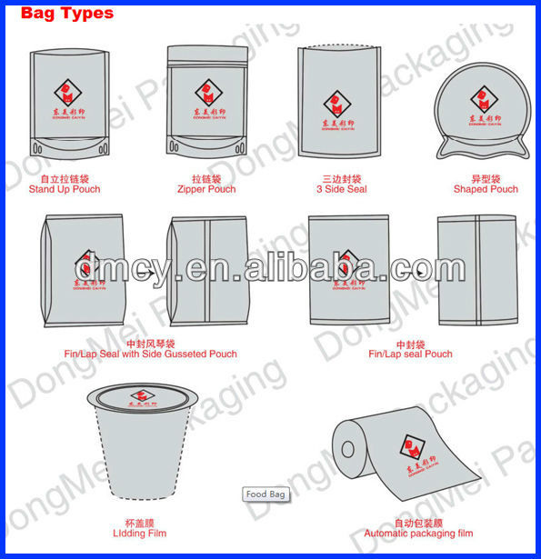 Standing up custom printed ziplock bags