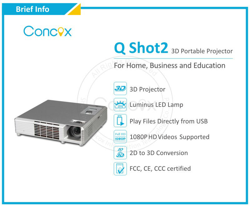 USBフラッシュドライブまたはマイクロSDカードとのDLPプロジェクターではConcox Q Shot2のをサポート問屋・仕入れ・卸・卸売り