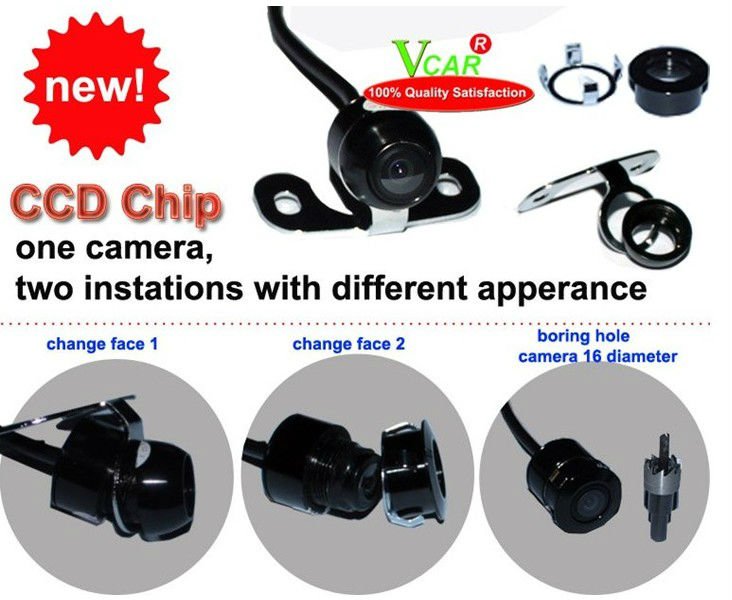 Free shipping!!One Cam Two Faces Reverse Rearview back-up CCD Car Camera