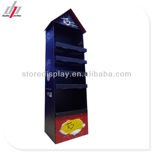 2 Tiers Cardboard Display Stand for Chewing Gum , Counter Top Tray with Glossy Laminating