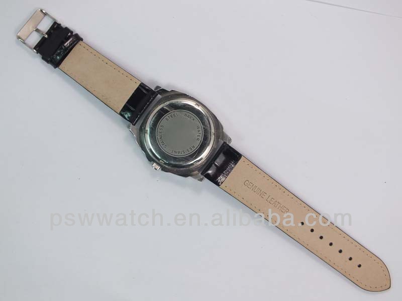 alloy case leather bracelet square man watch, 3atm man vogue watch