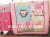 New 8pcs Baby Crib Cot Bedding Set Quilt Bumper Sheet Dust Ruffle Birdie Owlet for Girl Free Shipping