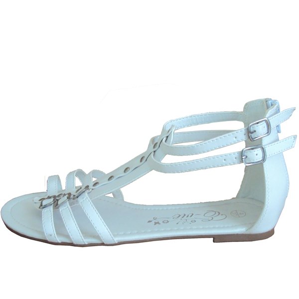 white plain roman sandals for women