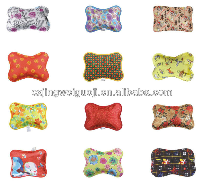 custom made large rechargeable electric medical hot water bottle with super soft cover in pillow shape CE ROHS certified