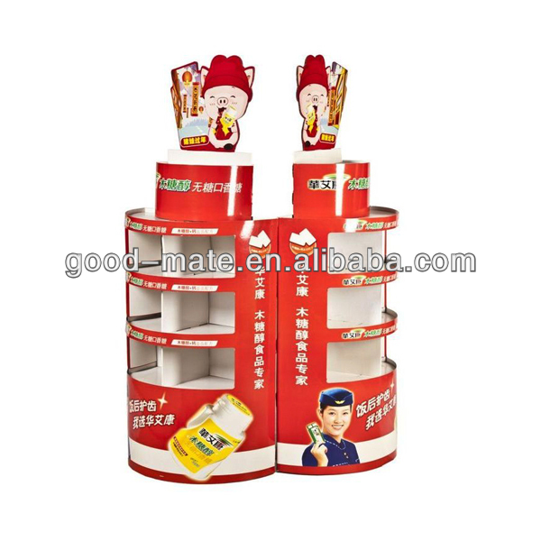 Paper Retail Floor Display Stand for Xylitol Chewing Gum