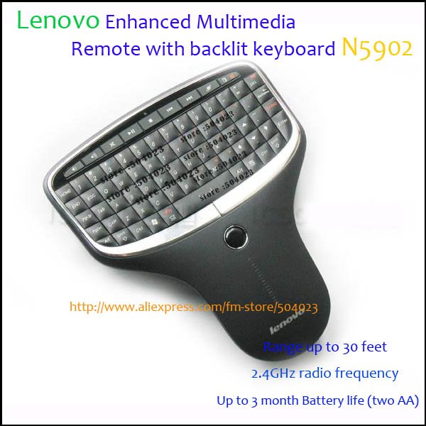 Free shipping Lenovo N5902 Mini PC TV 2 in 1 2.4G Multimedia Remote with Keyboard and Mouse With Retail Packaging