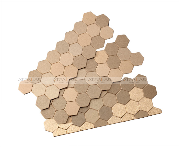 new design hexagon champagne color aluminium-plastic panel mosaic