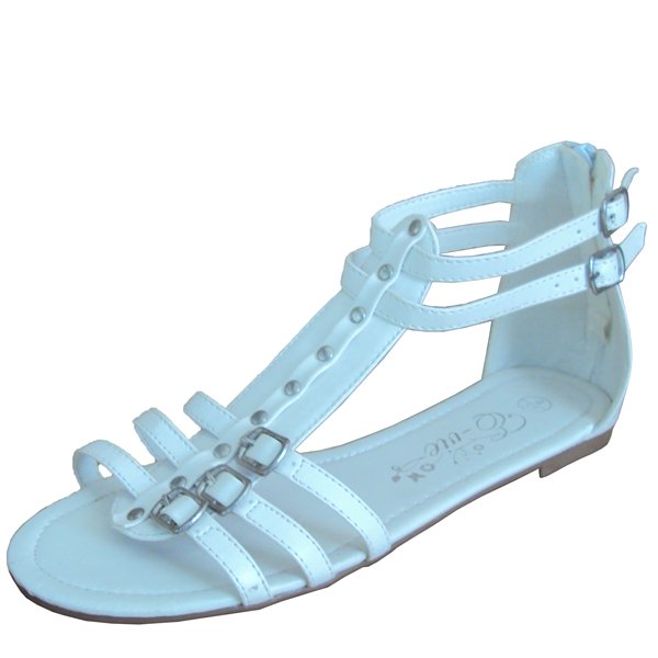 white plain roman sandals for women
