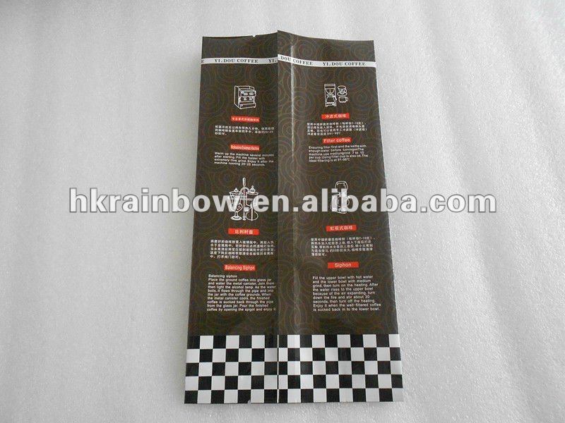 different kinds of simple printing stand up coffee/tea bag with side gusset
