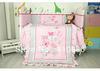 New Embroidered 3D Pink Butterfly Lace Baby Crib Cot Bedding Set 3pcs Quilt Bumper Fitted Sheet for girl Free Shipping