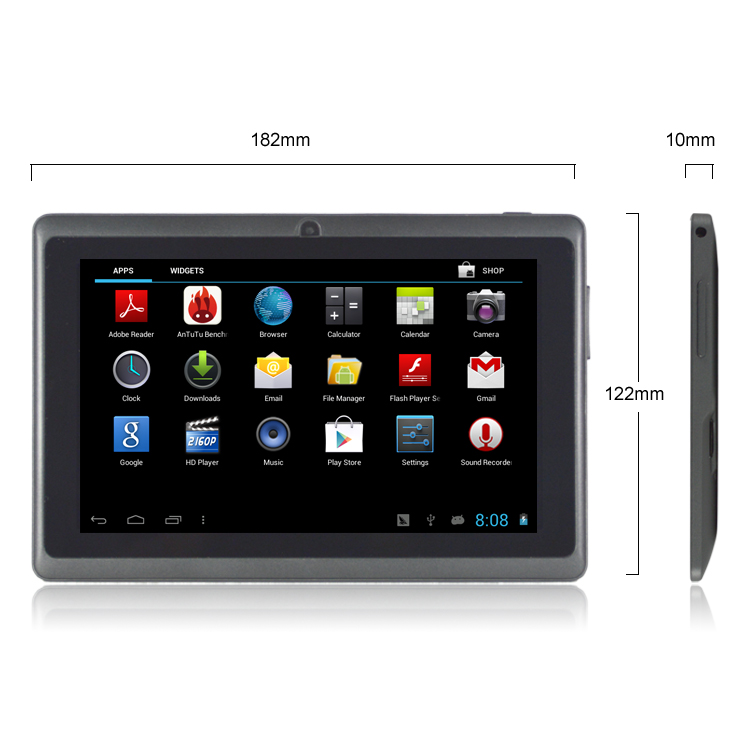Android 4.2 Tablet PC Allwinner A13 7 inch Screen 512MB Dual Camera