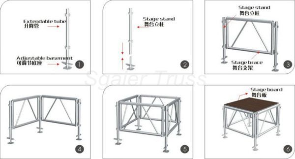 貿易保証安いアルミポータブルステージステージプラットフォームで異なる高さ仕入れ・メーカー・工場