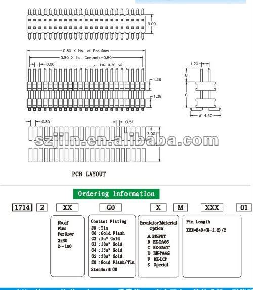 デュアルボードスペーサー0.8*1.2mm列smtコネクタ仕入れ・メーカー・工場