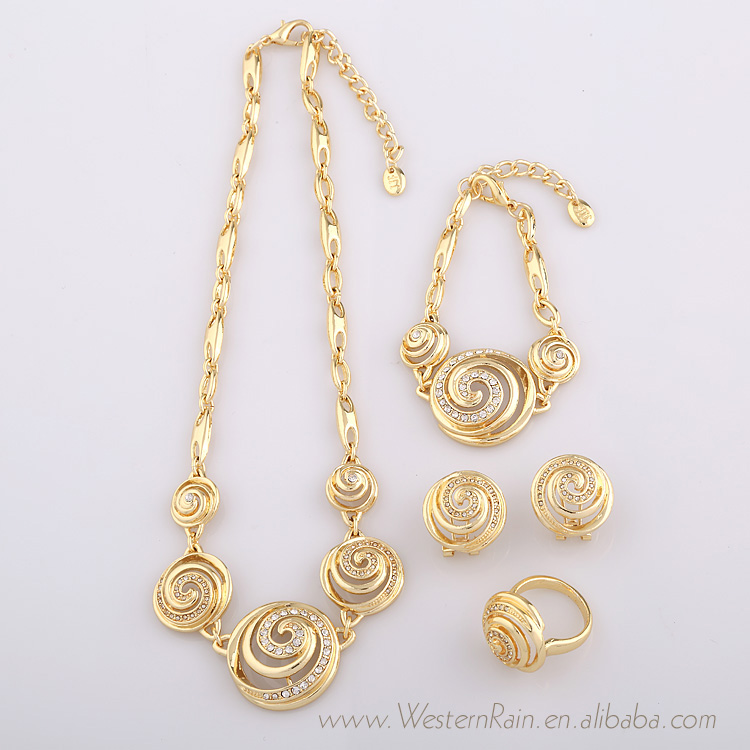 Dubai gold plated jewelry : charming chunky necklace/bracelet/earrings ...