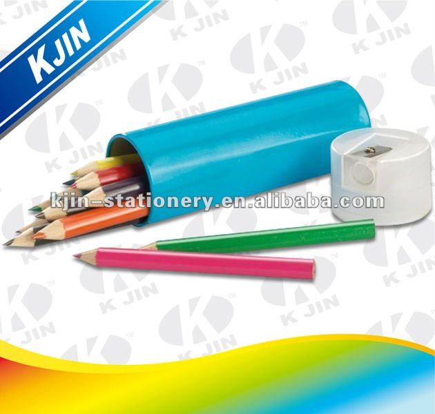 異なる色の鉛筆セット2014年/木製色の鉛筆セットチューブ内/ミニ色鉛筆とシャープナー付き問屋・仕入れ・卸・卸売り