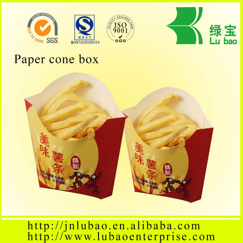 paper cone shape food packaging foe french fries with sauce container