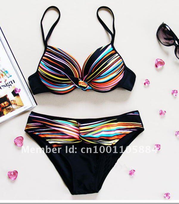 Rainbow Multi Color Striped Bikini_03.jpg