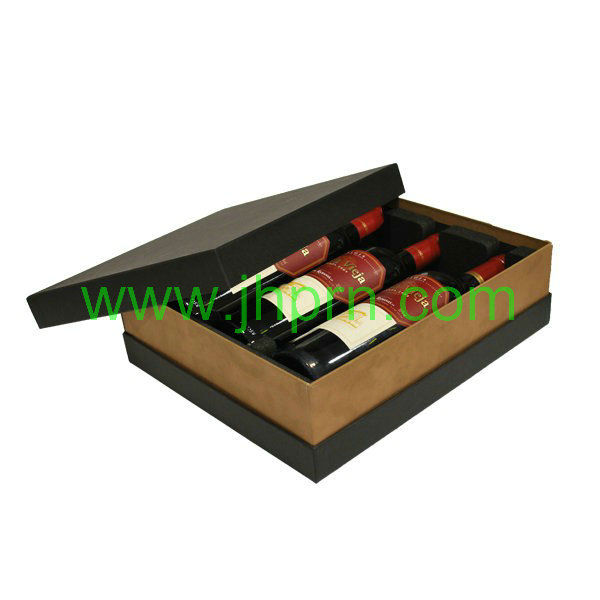 Red lid black bottom base and lid champagne package box