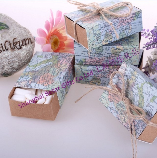 "Around the World" Map Favor Box BeterWedding Gifts Wholesale