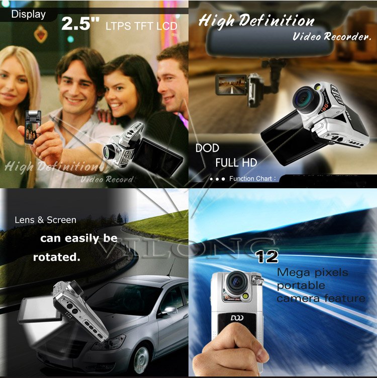 FreeShipping HD Car DVR Video F900LHD , HD 1080P + 12 Mega Pixels + 2.5" LTPS TFT LCD + Wide Angle 120 Degree !