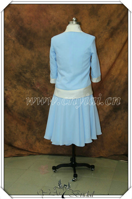 エレガントな青色のシフォンpp2595茶の長さの母花嫁ドレスのロングジャケット問屋・仕入れ・卸・卸売り