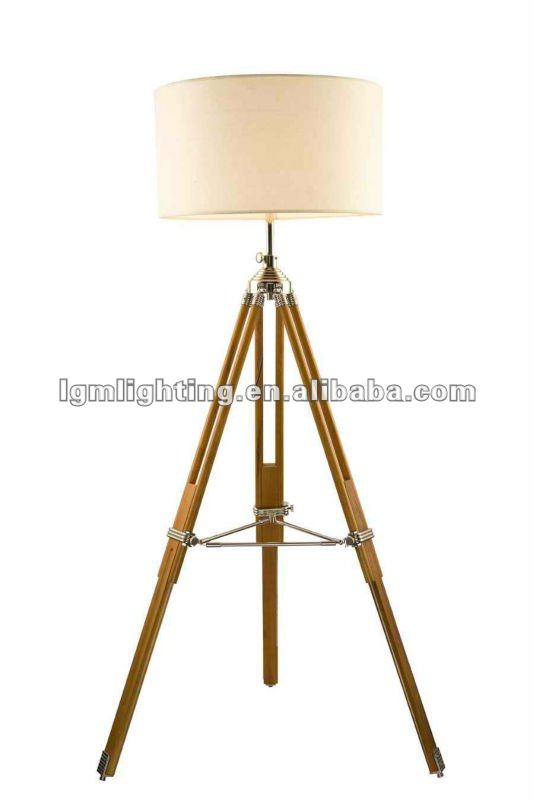 Marina di legno lampada da terra treppiede f021 lampade da terra ... Lampada piantana legno