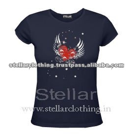 100% cotton Printed Ladies T-shirt -Heart - Dark Blue.jpg