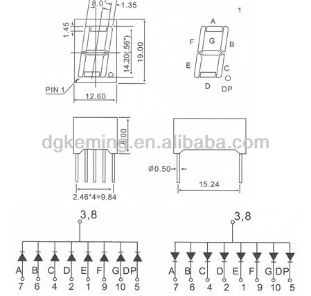 7 segment led display single digit 5611 ultra green el light numbers