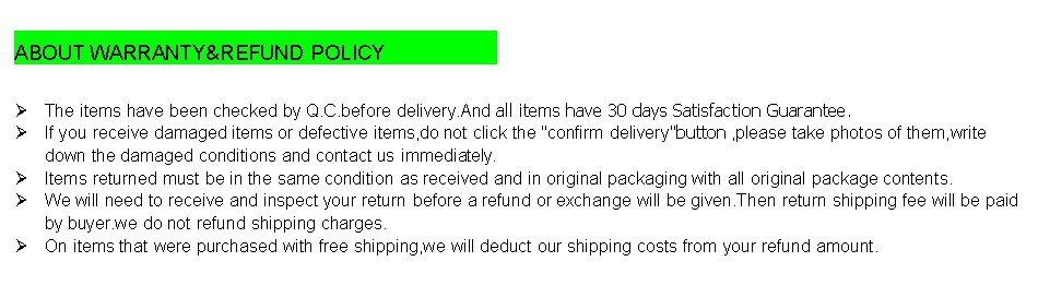ABOUT WARRANTY-REFUND POLICY