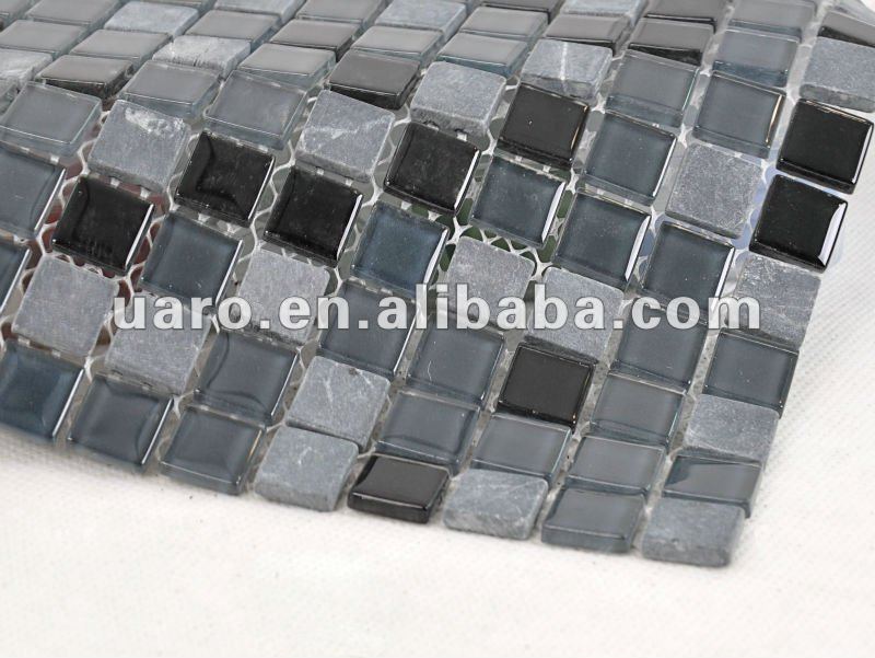 plain color mix 15x15x4mm thin stone glass tile